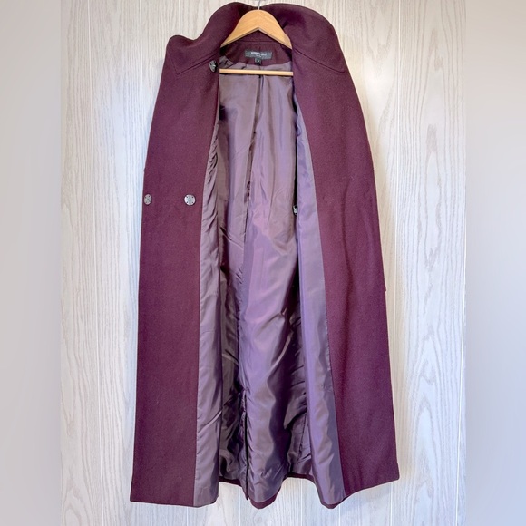 Kenneth Cole New York Full Length Button Fencer Coat Burgundy - 2 Petite EUC - Picture 5 of 7